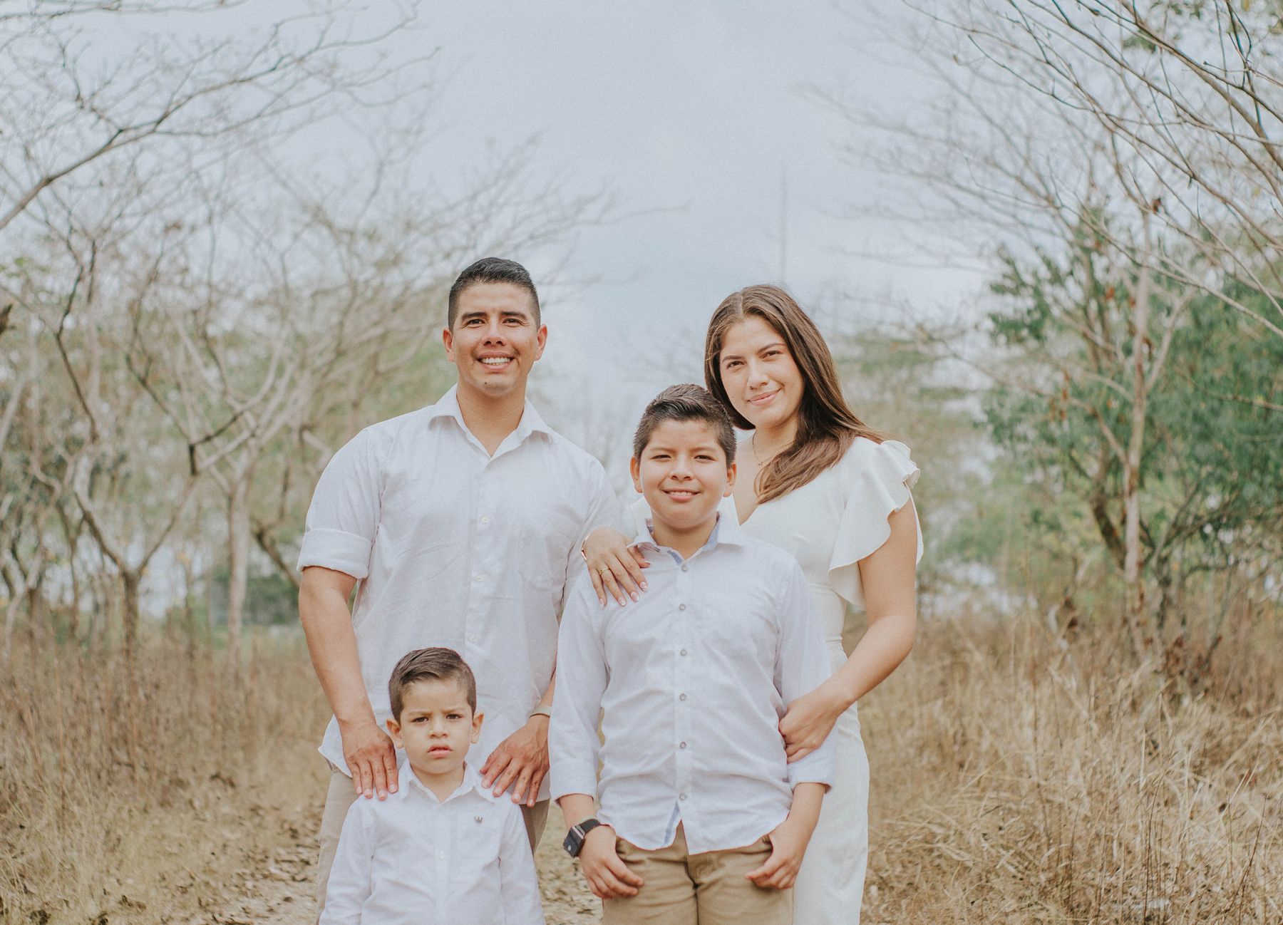 A family in a country field